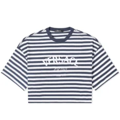 Versace Crop Stripe Logo T-Shirt