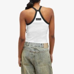 Marine Serre Organic Cotton Rib 2X2 Tank Top -Deals Snazzy Mode Store 10 05 24 LS WTT011 WH10 8 1
