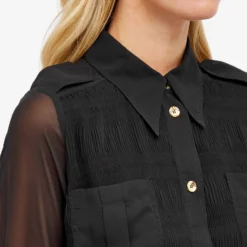 GANNI Pleated Georgette Shirt Dress -Deals Snazzy Mode Store 13 09 2023 BLR F8306 099 9 1