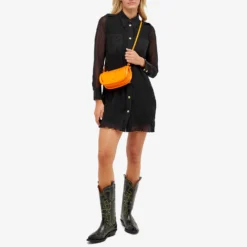 GANNI Pleated Georgette Shirt Dress -Deals Snazzy Mode Store 13 09 2023 BLR F8306 099 m8 1