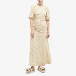 GANNI Seersucker Puff Sleeve Dress -Deals Snazzy Mode Store 14 07 2023 JC F7956 531 m8 1