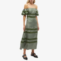 Shrimps Lace Panel Check Midi Dress -Deals Snazzy Mode Store 18 07 2023 JC FR DR CH CRM 30 SH m8 1