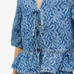 GANNI Denim Flounce Tie Blouse -Deals Snazzy Mode Store 19 01 2024 JA J1394 566 10 1