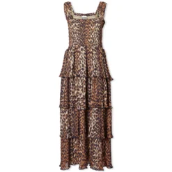 GANNI Georgette Smock Midi Dress