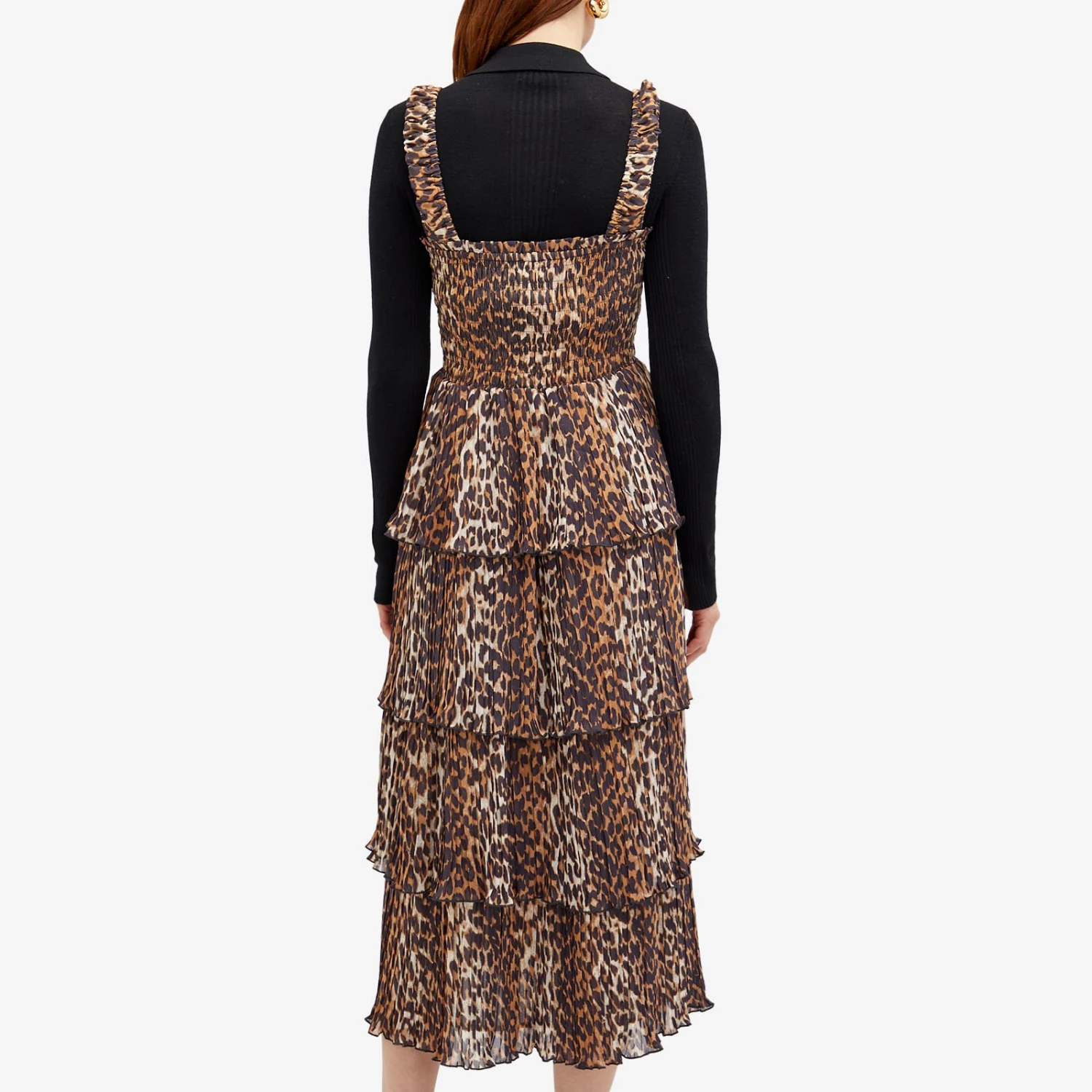 GANNI Georgette Smock Midi Dress 3 GANNI Georgette Smock Midi Dress - Image 3