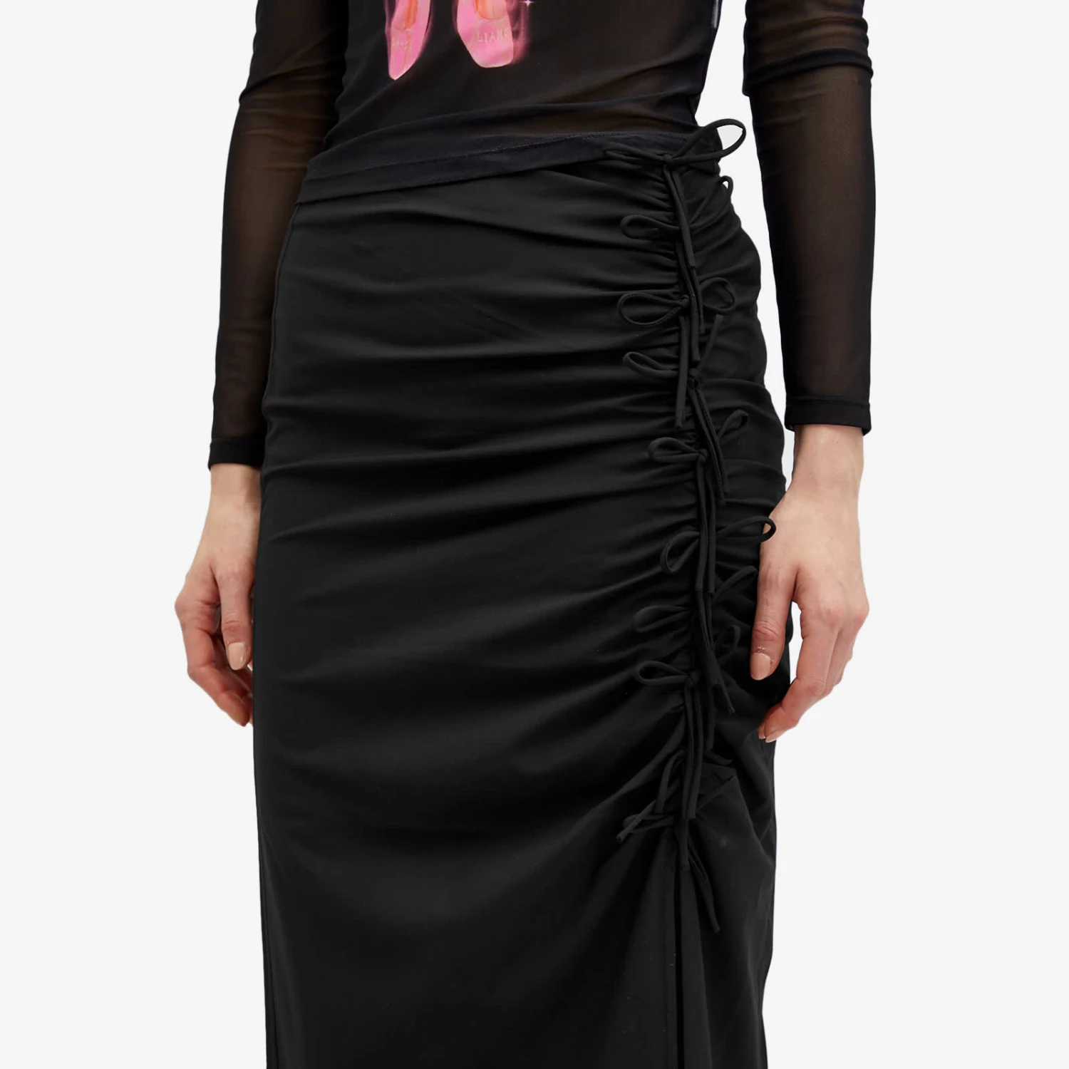 GANNI Drapey Melange Midi Skirt 5 GANNI Drapey Melange Midi Skirt - Image 5