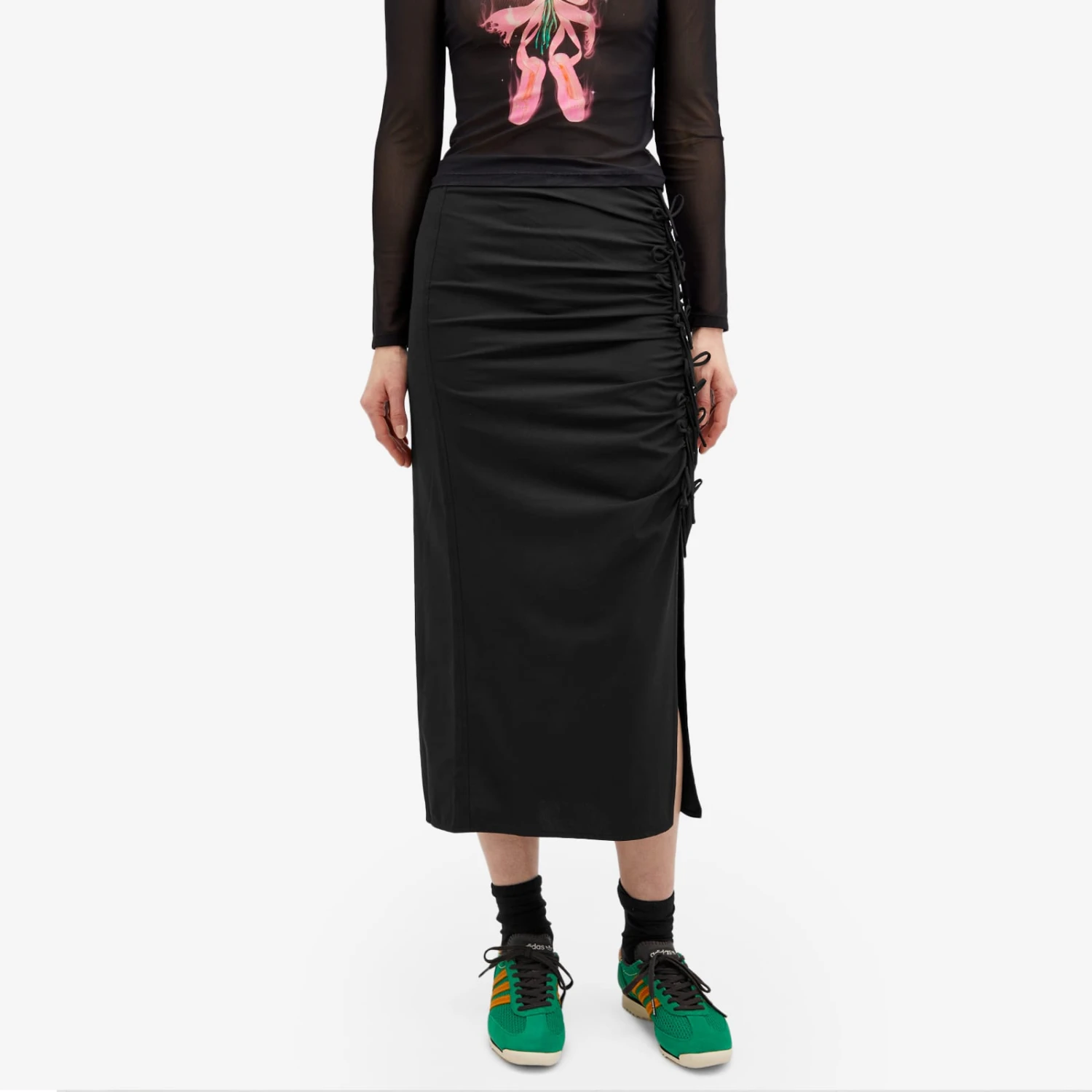 GANNI Drapey Melange Midi Skirt 2 GANNI Drapey Melange Midi Skirt - Image 2