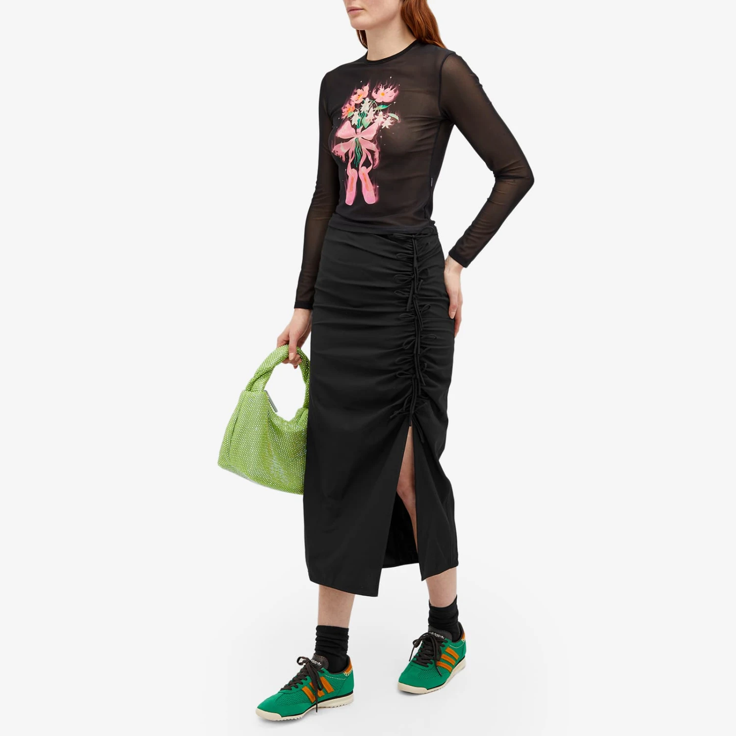 GANNI Drapey Melange Midi Skirt 4 GANNI Drapey Melange Midi Skirt - Image 4