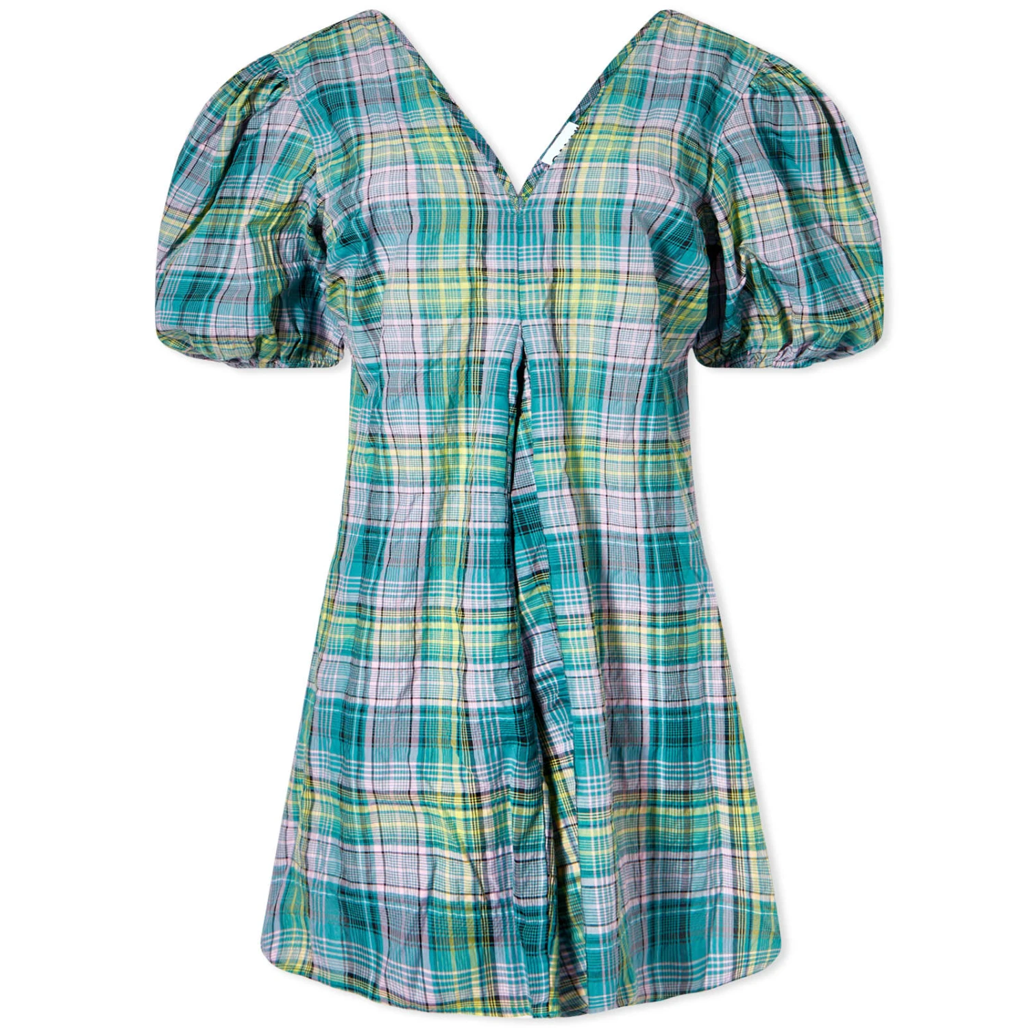 GANNI Seersucker Check V-Neck Mini Dress 1 GANNI Seersucker Check V-Neck Mini Dress