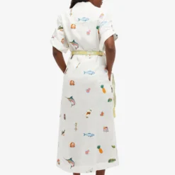 ALÉMAIS Blue Marlin Embroidered Dress -Deals Snazzy Mode Store 23 04 24 SI 3168D CRM 7 1