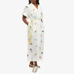 ALÉMAIS Blue Marlin Embroidered Dress -Deals Snazzy Mode Store 23 04 24 SI 3168D CRM m8 1