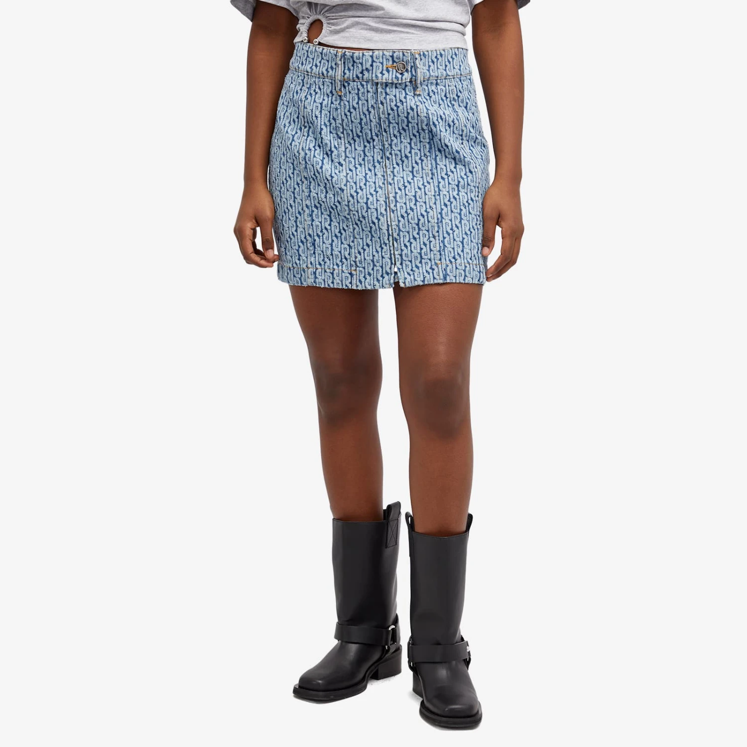 Paco Rabanne Monogram Denim Skirt 2 Paco Rabanne Monogram Denim Skirt - Image 2