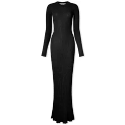 AMI Paris Ribbed Long Sleeve Maxi Dress